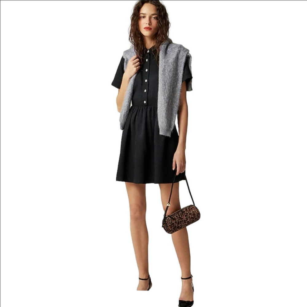 J Crew Collection shirtdress with jewel buttons NWT  Size 6 Navy